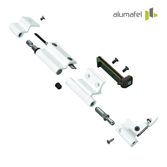 Kit bisagras izquierdas oscilobatiente ALUMAFEL 3040.734 blanco, Ribanta 4
