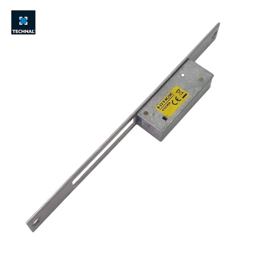 Detalle cerradura eléctrica TECHNAL T1039, puerta Titane PH Topaze PB