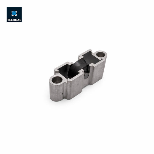 Rueda simple no regulable TECHNAL T1950 – detalle aluminio fundido rueda nylon negra patillas anclaje ranura carril corredera Topaze GM GB