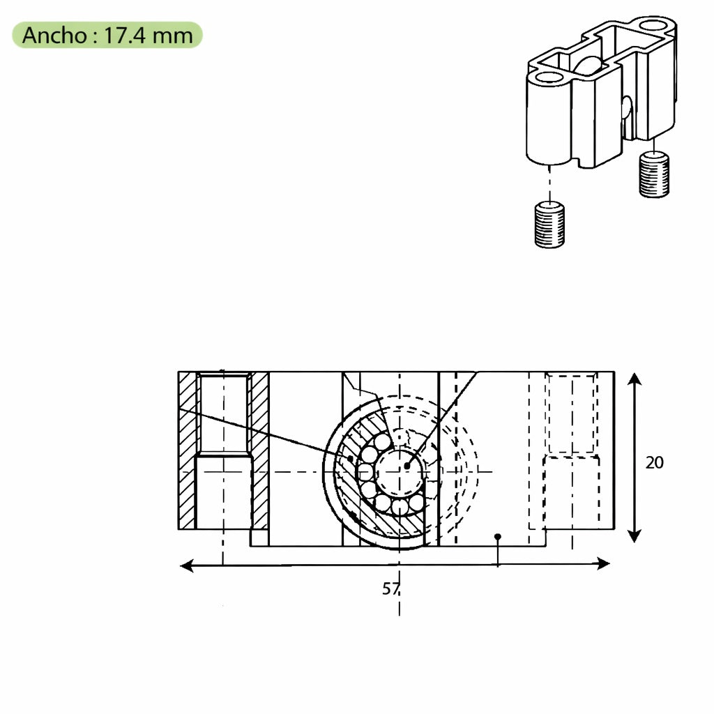 T1950 Rueda simple corredera GM-GB TECHNAL