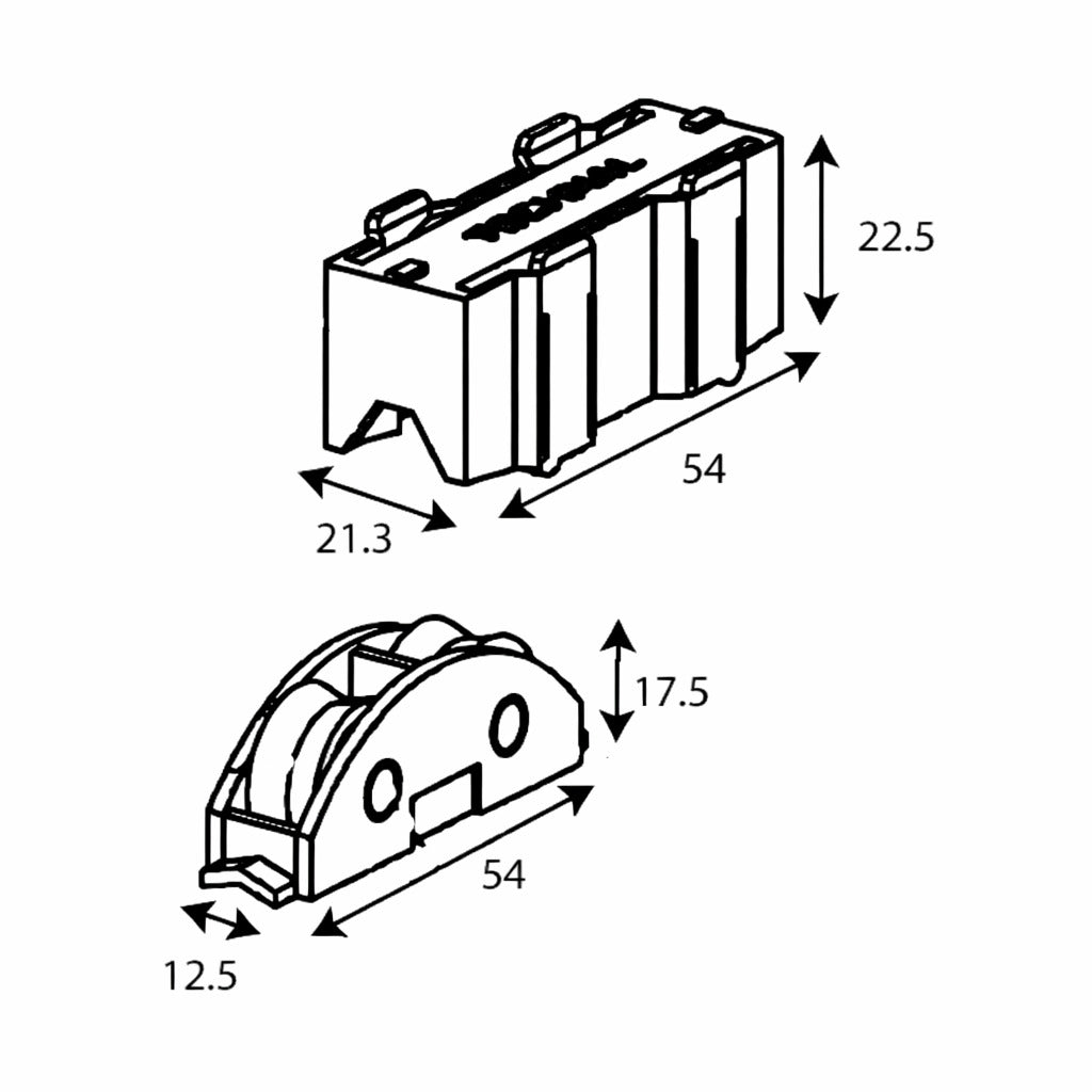 T1957 Rodamiento doble de poliamida para corredera TECHNAL