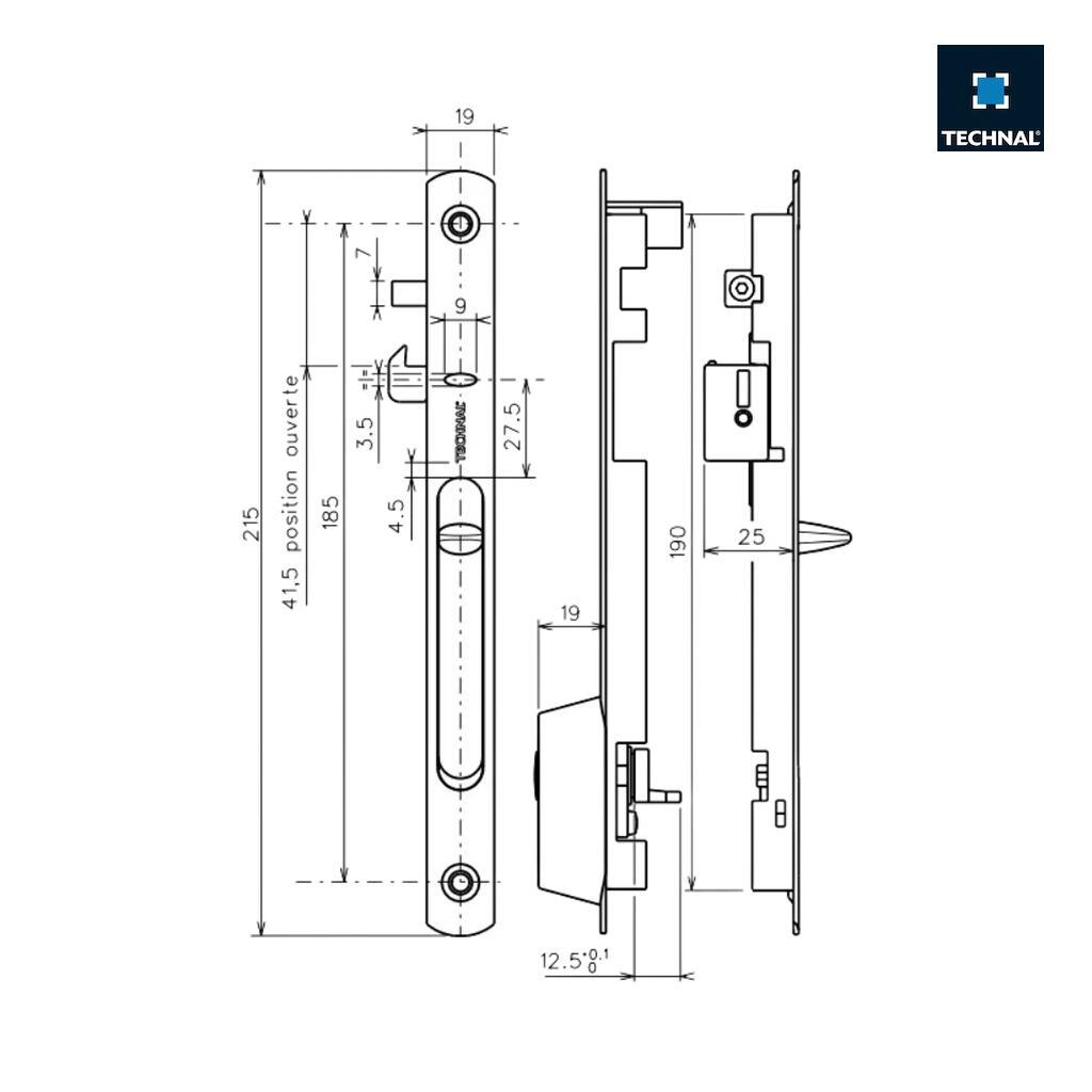 T3062 Cierre corredera doble con llave TECHNAL