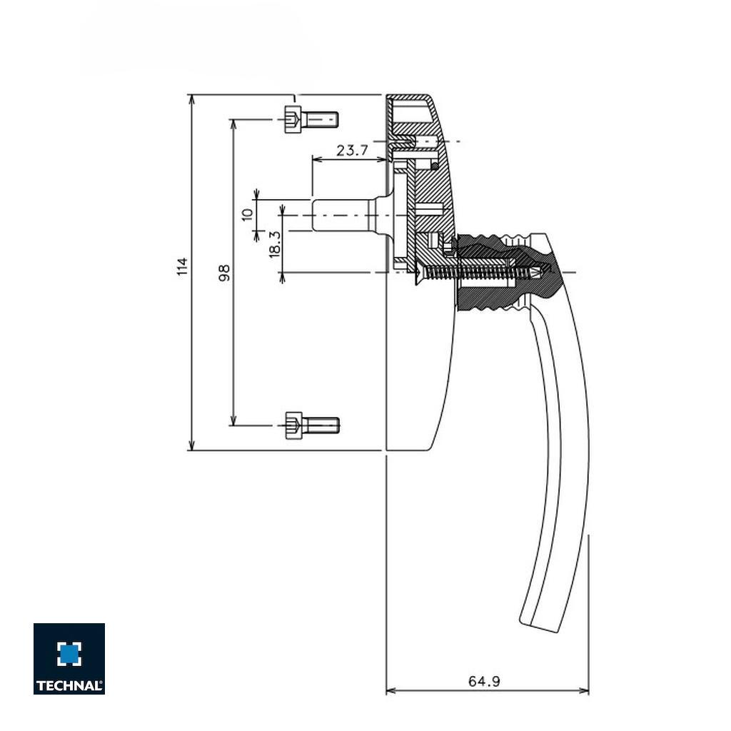 T3254 Crémone réversible TECHNAL (1 fourche)