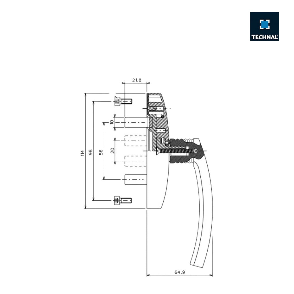 Maneta batiente TECHNAL T3255 medidas — Topaze FB N'Epure