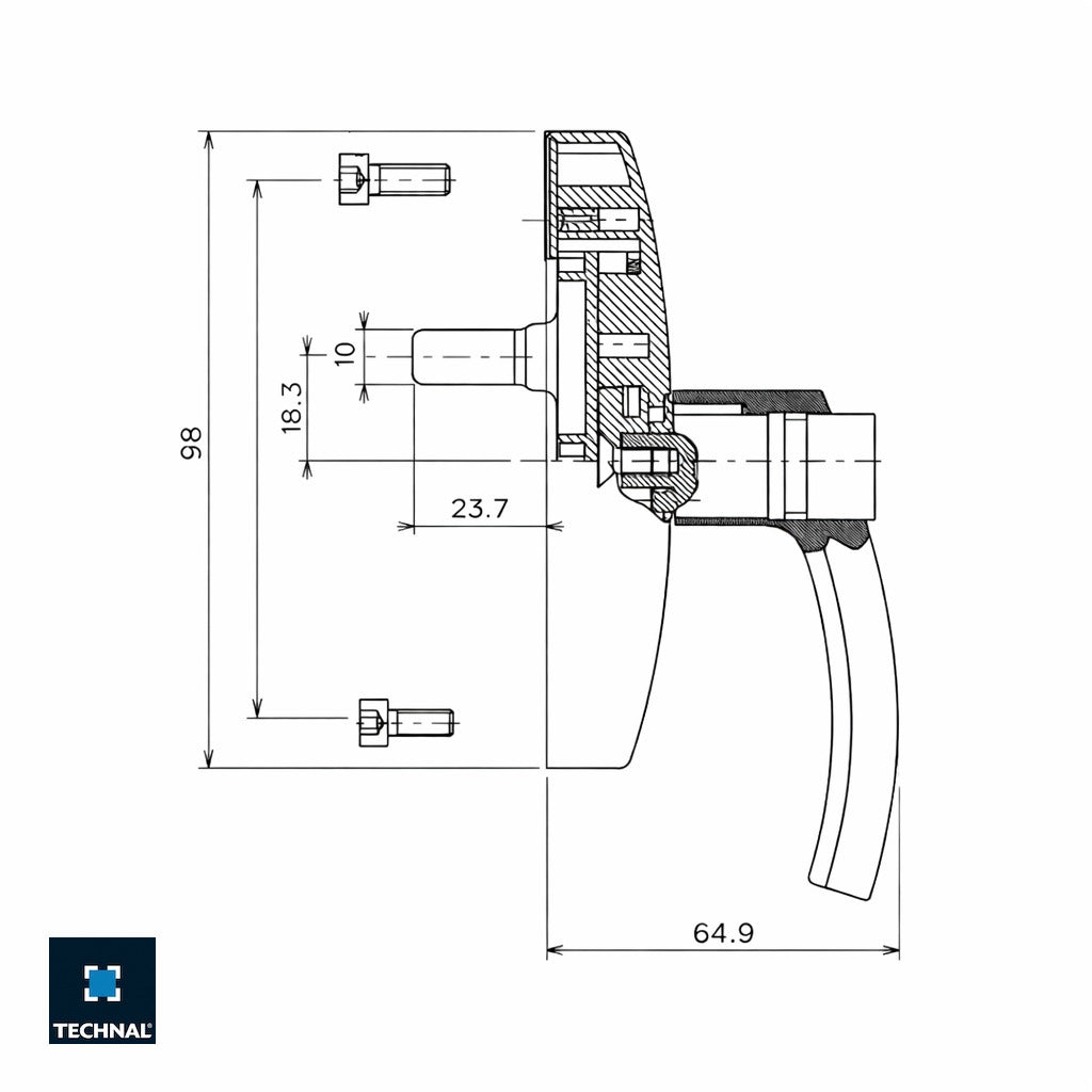 T3279 Maneta con llave oscilo batiente TECHNAL