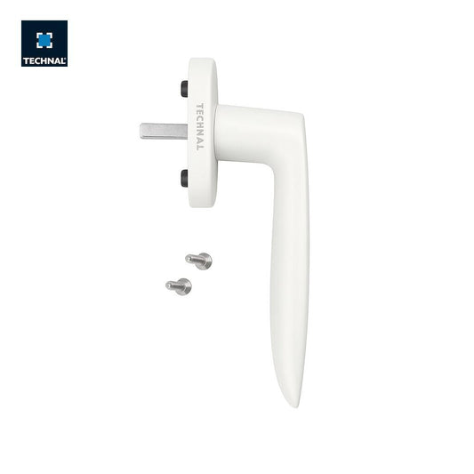 Manilla TECHNAL T960001 blanca – palanca simple cuadradillo 7 mm intereje 43 mm ventana Soleal FY batiente oscilobatiente