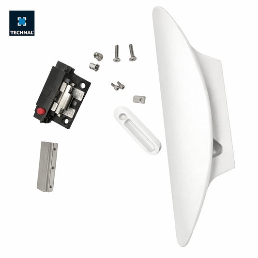 Cierre media luna semiautomático TECHNAL TCG004 blanco – kit puerta corredera aluminio Saphir GX GXi