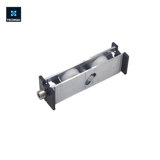 Rodamiento doble regulable TECHNAL TCG058 – detalle acero inox 2 ruedas nylon blanco tapas poliamida tornillo regulación corredera Topaze GB GBi recambio