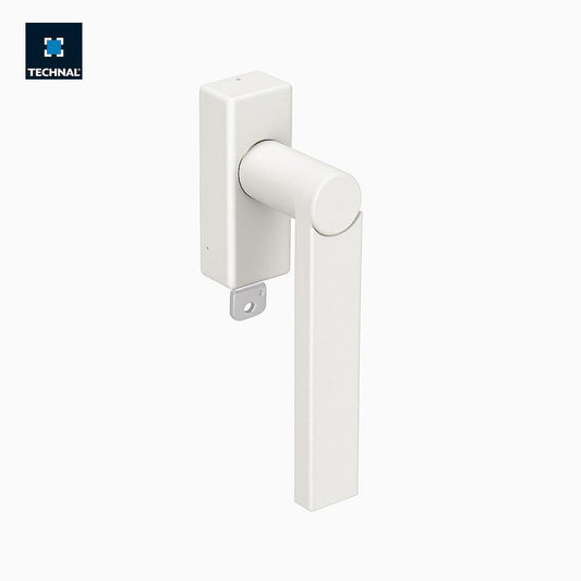 Maneta con llave TECHNAL TCZ61003 blanca – roseta rectangular cerradura integrada cuadradillo 7 mm Soleal FY FZ NexT aluminio