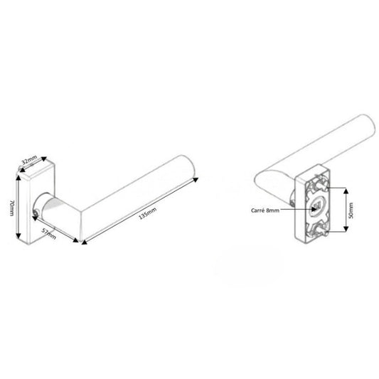 TCZ61052 Maneta inox simple puerta TECHNAL