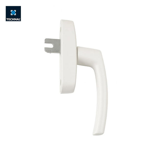 Maneta pala TECHNAL TFL6057 blanca – roseta circular palanca curva sistema Premium Unicity HI aluminio