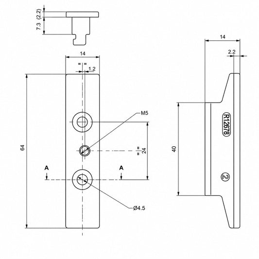 Plano técnico cerradero reforzado TECHNAL TGY3742, corredera Soleal GY
