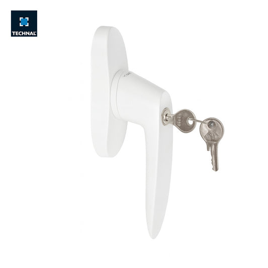 Manilla cremona con llave TECHNAL TKF038 blanca – reversible bombín palanca curva ventana balconera Saphir FX FXi Unicity