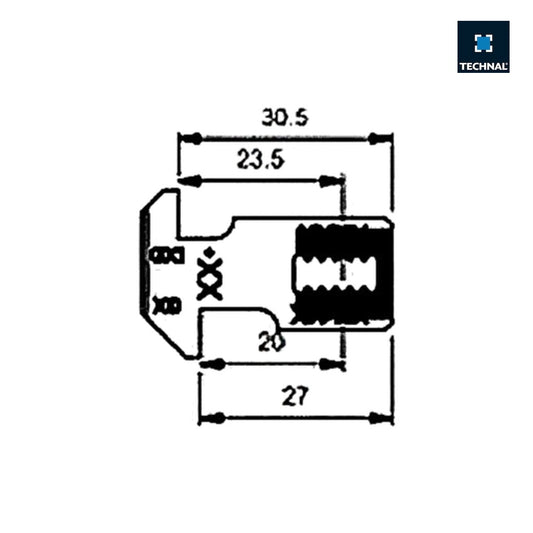 TKG001.G Gancho para cierre simple TECHNAL (Pack de 2 unidades)