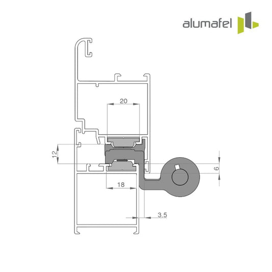 4.39.7560 Bisagra deslizante puerta ALUMAFEL (Color blanco)