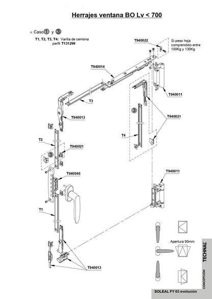 T940013 TECHNAL Tilt-and-Turn Lock