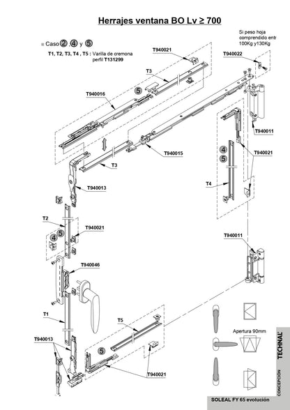 T940013 TECHNAL Tilt-and-Turn Lock