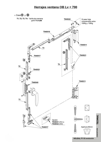 T940021 TECHNAL Large L/H Corner Drive - TBT/DK
