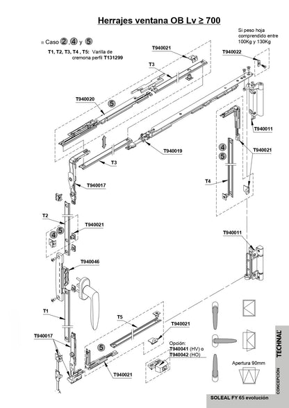 T940021 TECHNAL Large L/H Corner Drive - TBT/DK