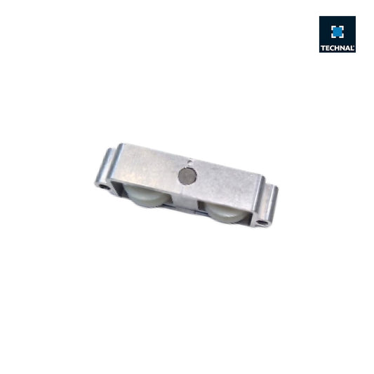 Rodamiento doble corredera TECHNAL T1956 – detalle unidad aluminio 2 ruedas nylon Serie GK corredera