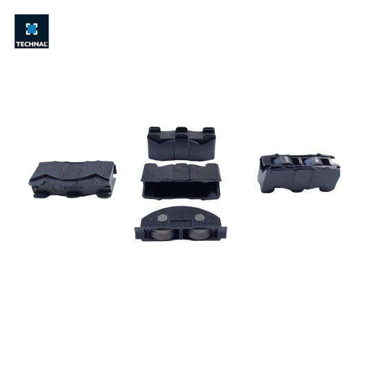 Rodamiento doble poliamida TECHNAL T2952 negro – 5 vistas 2 ruedas nylon corredera Topaze GB GM recambio
