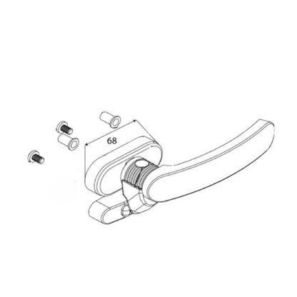 Technical drawing push handle TECHNAL T3056, Topaze FB