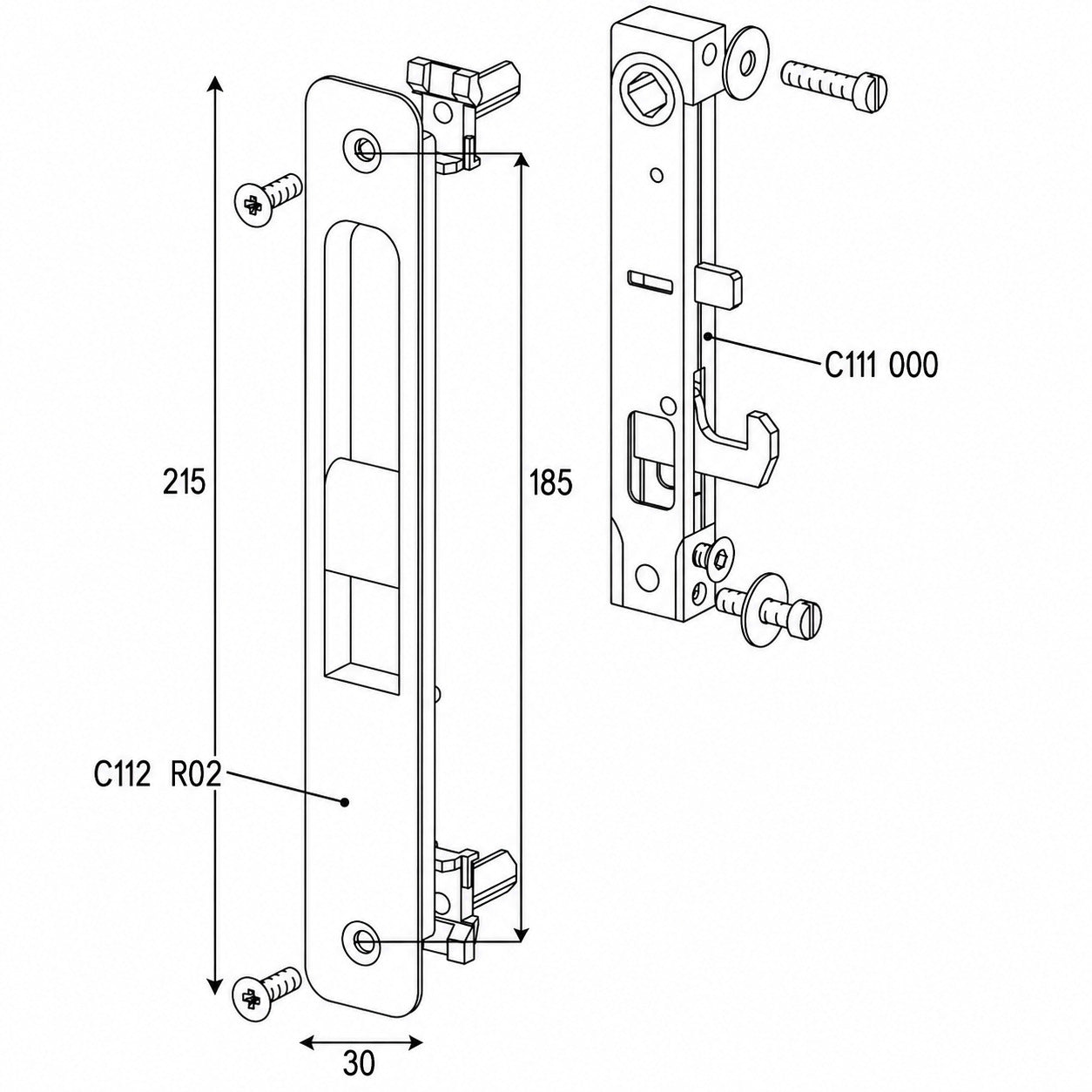 T2940 TECHNAL single sliding lock GK