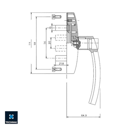 T3249 Maneta con llave batiente TECHNAL