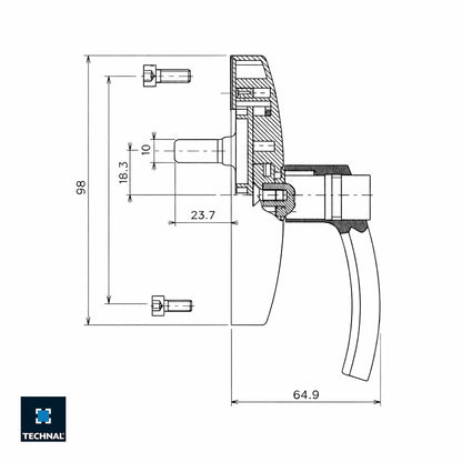 T3279 Maneta con llave oscilo batiente TECHNAL