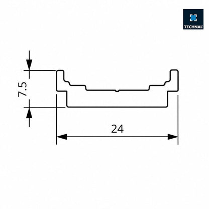 24 × 7.5 mm dimensions of polyamide cremone rod profile for TECHNAL door