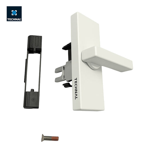 Accionamiento principal rotación TECHNAL T641002 blanco – kit maneta palanca ambidiestra hoja principal corredera Lumeal GA