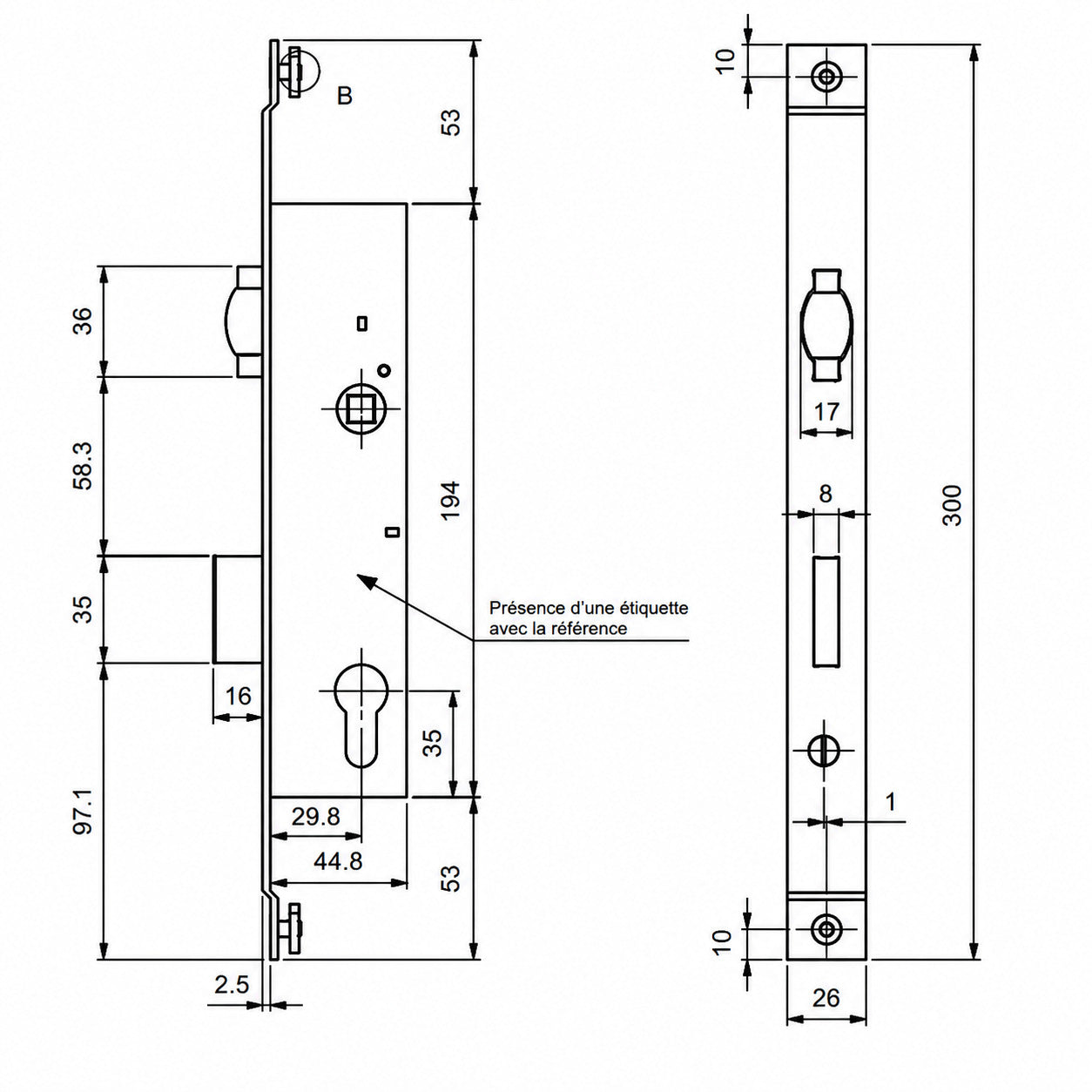 T920002 TECHNAL 1 Point roller lock