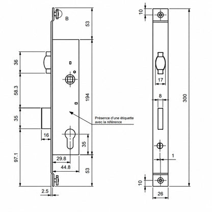 T920002 TECHNAL 1 Point roller lock