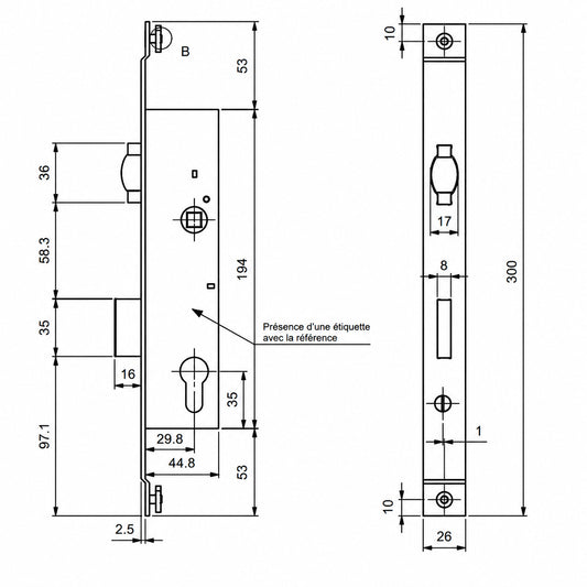 T920002 TECHNAL 1 Point roller lock