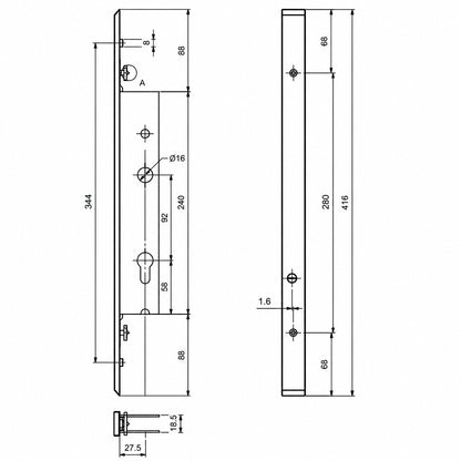 T920003 Cerradura 2 puntos TECHNAL