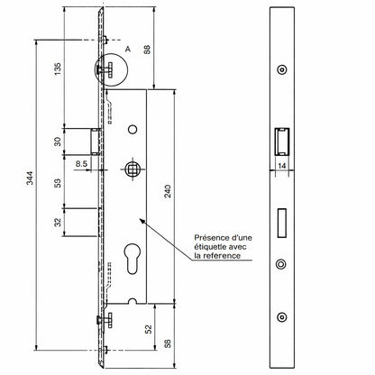 T920011 Kit cerradura 3 puntos TECHNAL