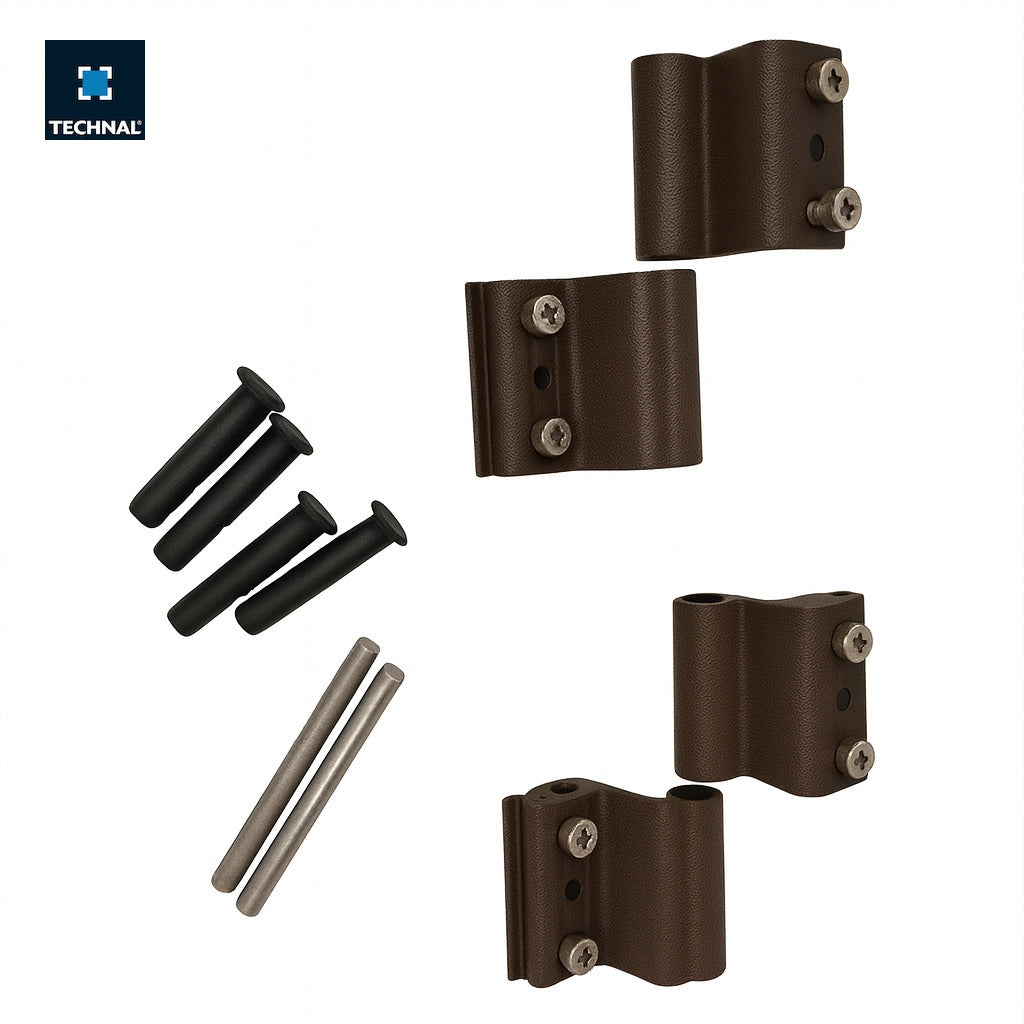 2-part adjustable hinge TECHNAL T940025 RAL 8019 brown, Soleal FY