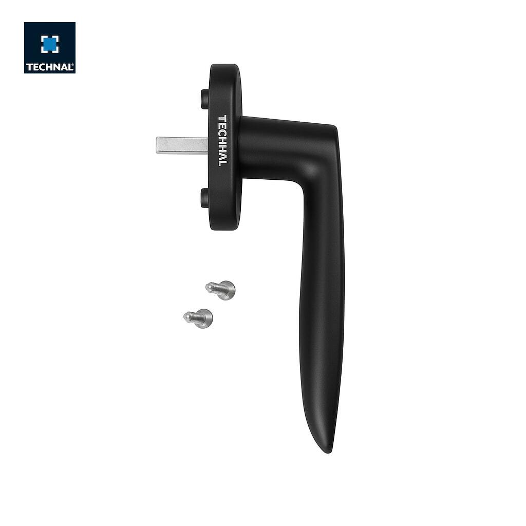 Window handle TECHNAL T960001 black, 7mm spindle, Soleal FY