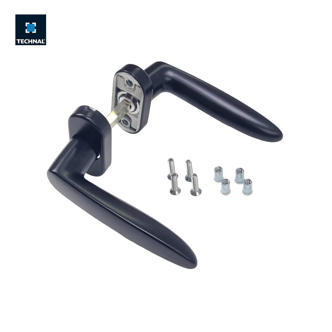 Double window handle TECHNAL T960010 black, 8mm spindle, Soleal FY