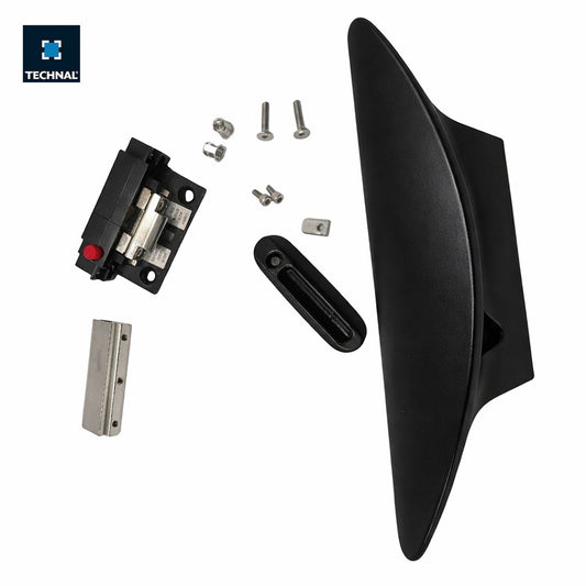 Cierre media luna semiautomático TECHNAL TCG004 negro – kit completo puerta corredera Saphir GX GXi