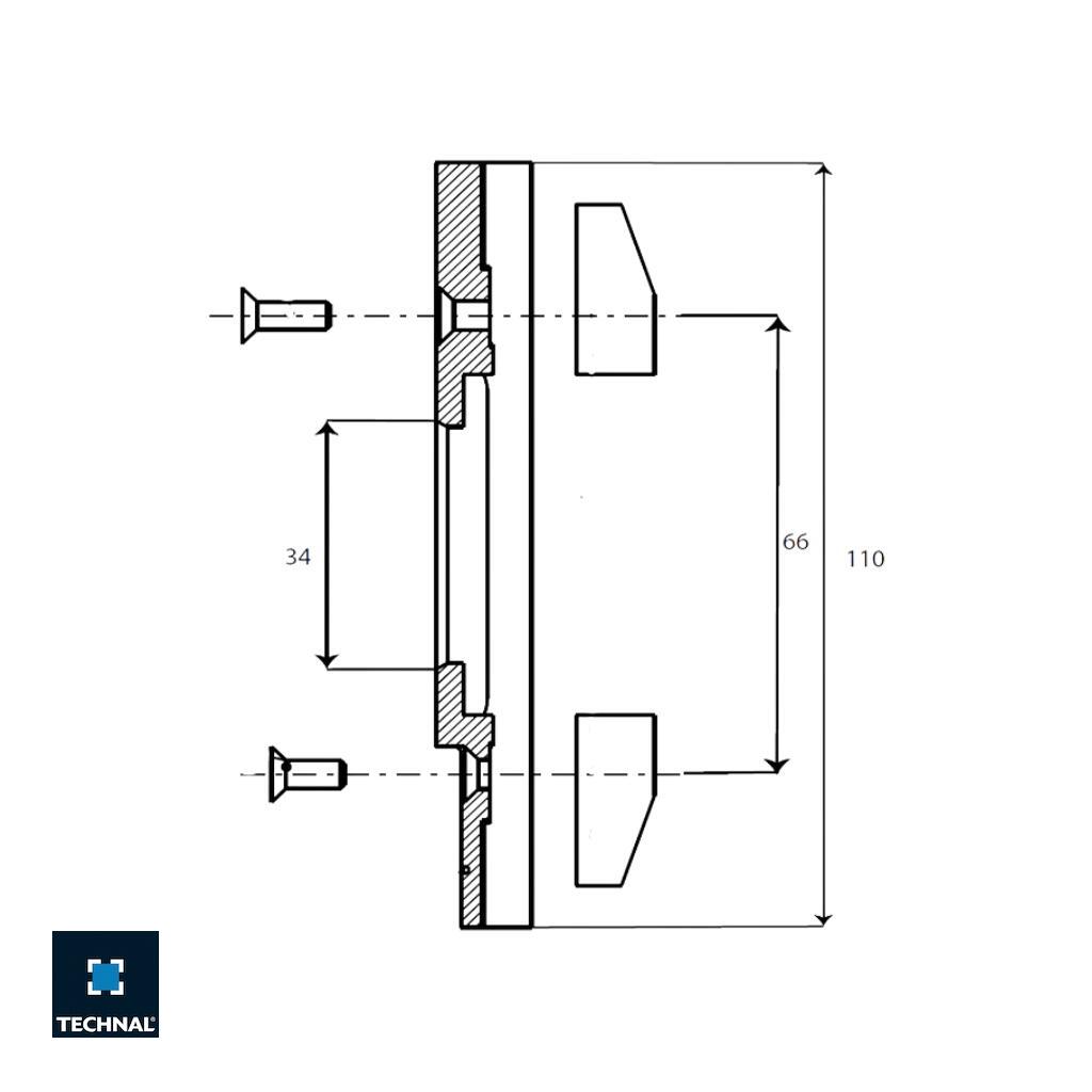 Technical drawing keep TECHNAL TCG012, Saphir GX
