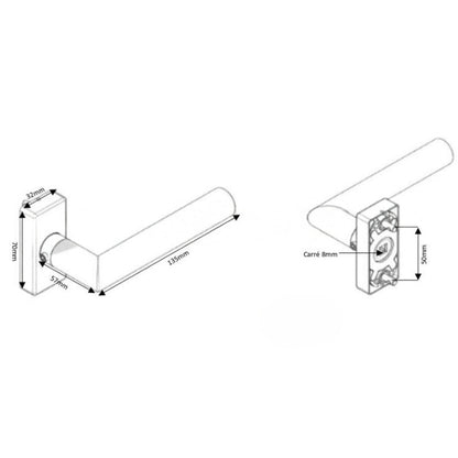 TCZ61052 TECHNAL Door handle 8mm stainless steel