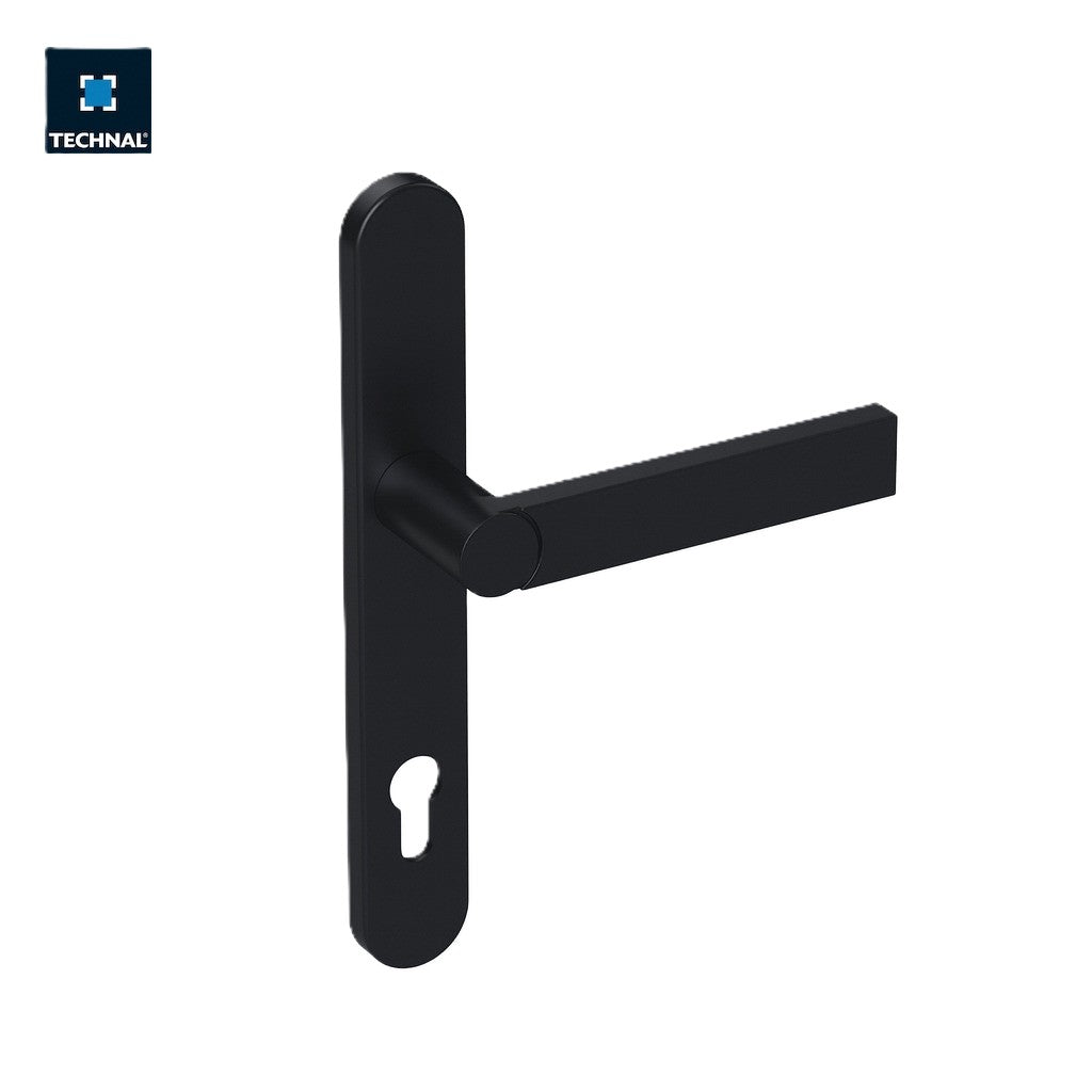 Door handle 8mm Selection with backplate TECHNAL TCZ61090 black, Ambial PW