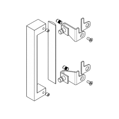 TGA6000 Lumeal TECHNAL straight pull handle technical drawing with installation dimensions