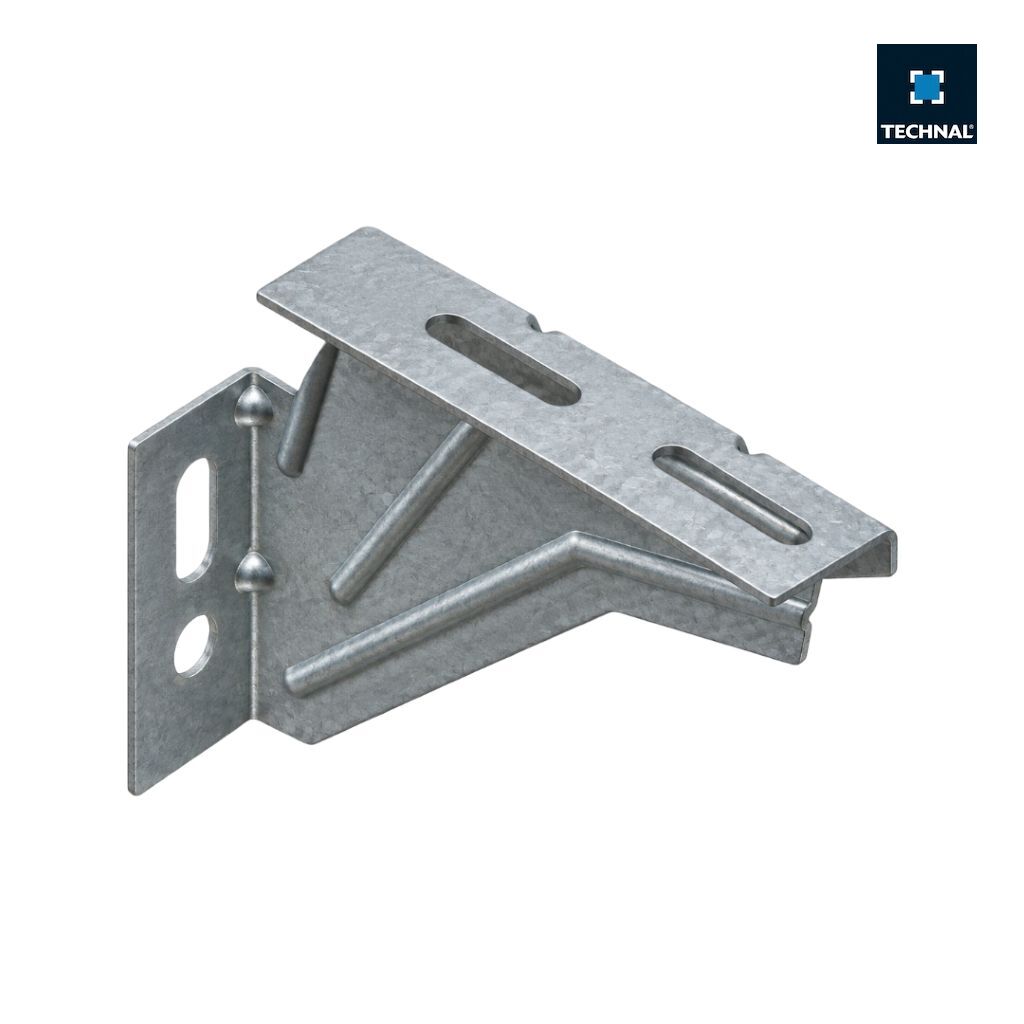 Patte de fixation TECHNAL TGY3729 en acier galvanisé, dimensions 130 x 100 mm