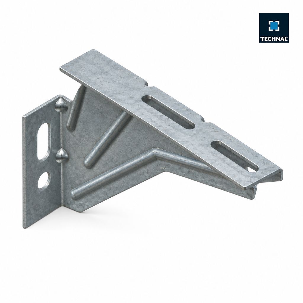 Patte de fixation TECHNAL TGY3730 en acier galvanisé, dimensions 150 x 100 mm