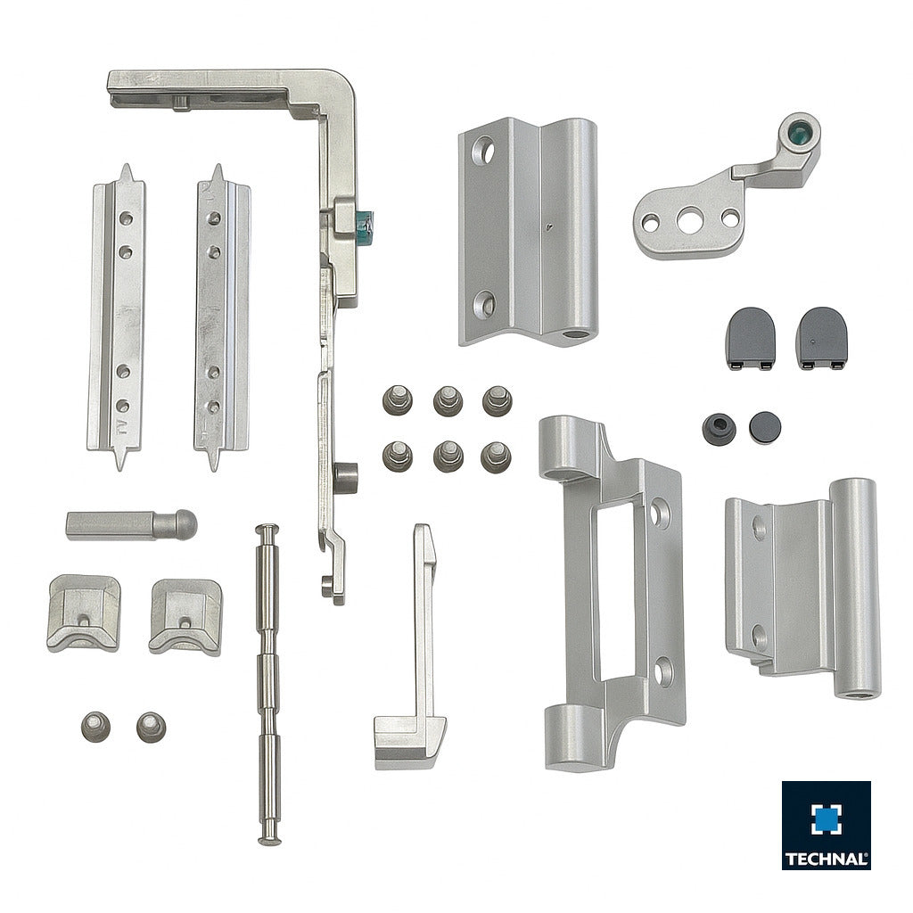 Tilt and turn hinge set TECHNAL TKF001 silver 90kg, Unicity