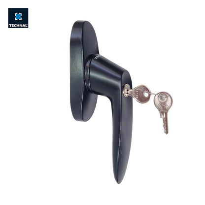 Lockable espagnolette handle TECHNAL TKF038 black, Saphir FX