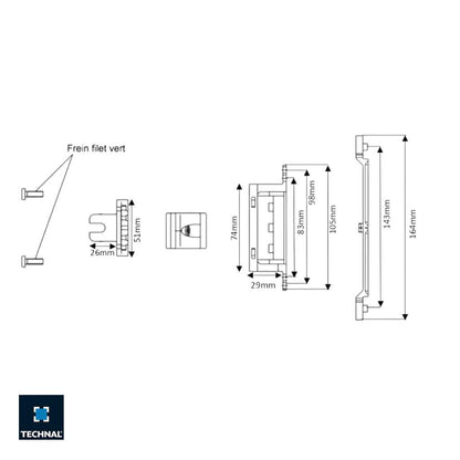 TKF082 Boitier crémone + entraineur TECHNAL