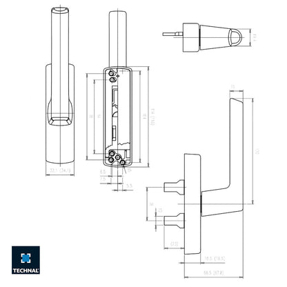 TKF801 TECHNAL Straight casement handle (Double Fork)